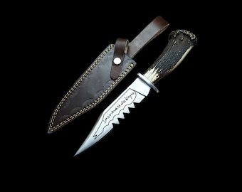 Ruby's Supernatural Replica Knife: Stag Antler Handle, Leather Sheath