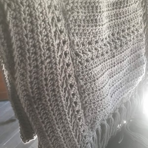 Ready to Ship Crocheted Pocket Wrap, shawl with pockets, soft, handmade and stylish scarf image 7