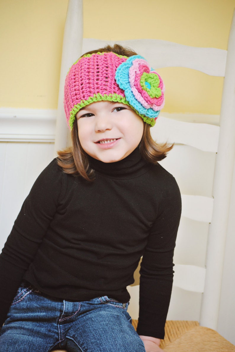 Fun and Bright Adjustable Child Crocheted Head Wrap Ear Warmer Etsy