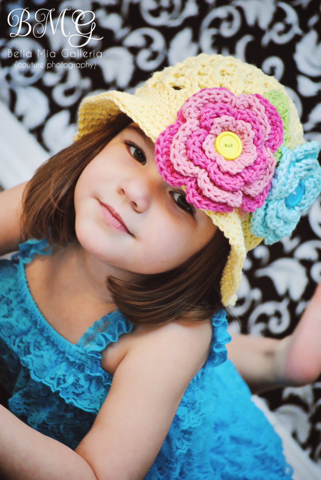 Girls Sunhat | Beach Bucket Hat Sun Hat | Crocheted Beanie | Yellow ...