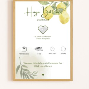 Tema natale personalizzato con luogo di nascita in formato PDF: un regalo di nascita stampabile in formato PDF. – Fiore, safari, arcobaleno, semplice.
