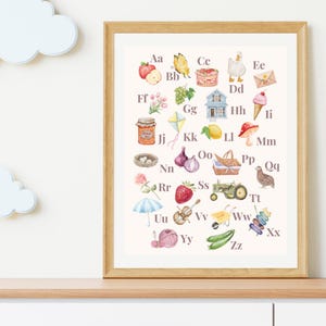 Watercolor ABC Chart | Educational Alphabet Poster | Nursery Wall Art | Printable Kids Room Decor