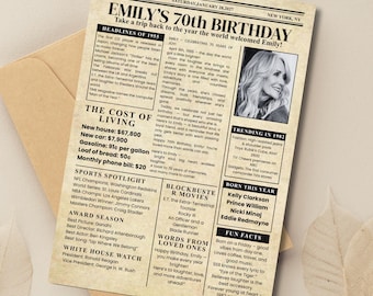 70th Birthday Zeitungsplakat, 1955 Highlights (Digitaler Download)