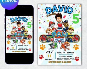 Editable Birthday Invitation Template, Printable Birthday Party Invitation, Digital Kids Party Invite Template Evite Bday Card