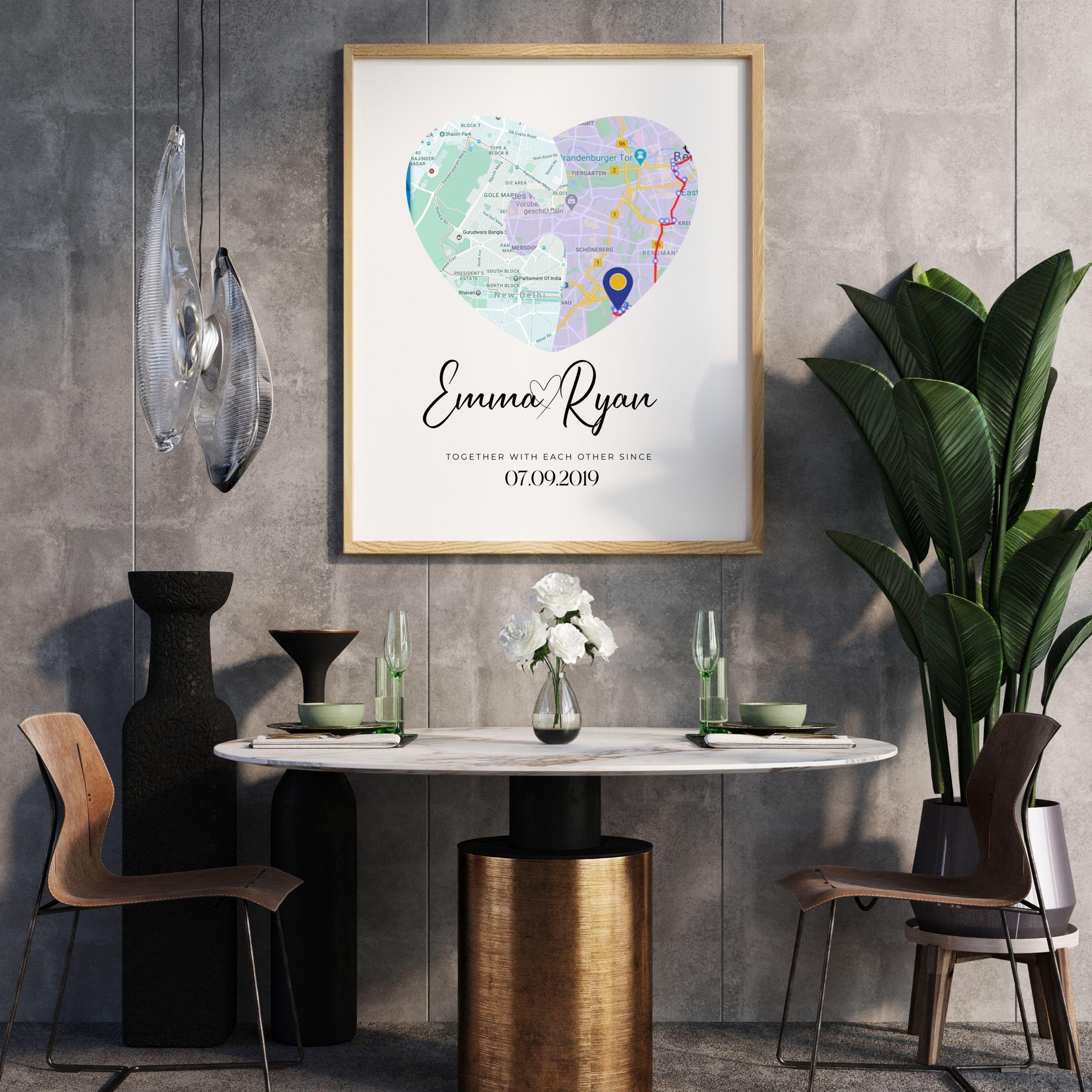 Custom Heart Map Personalized Heart Map Print, Custom Anniversary Gift (digital) - Etsy