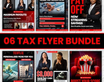 Tax Prep Service Flyers, Income Tax, Accounting Canva Template (Digital Download)