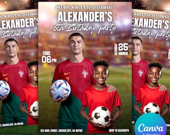 Cristiano Ronaldo Birthday Invitation | Made to order customizable Birthday card | CR7 Invite | Digital CR7 Ronaldo Party