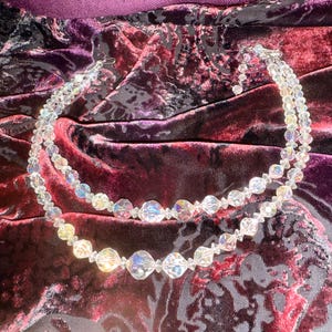 Vintage Crystal Diamante Aurora Borealas Double Strand Necklace