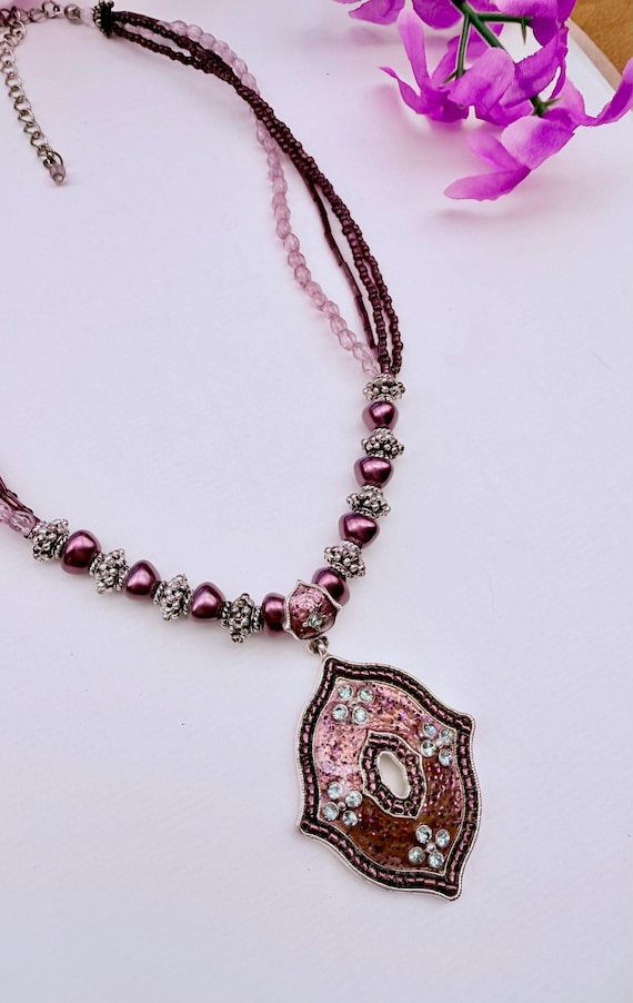 Avon 1980s Unsigned Purple Beaded Necklace