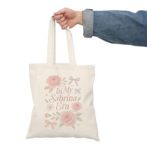 Sabrina Carpenter Tote Bag –  In My Sabrina Era, Natural Tote Bag Durable Cotton Shopper Tote for Fans,  Sabrina Merchandise