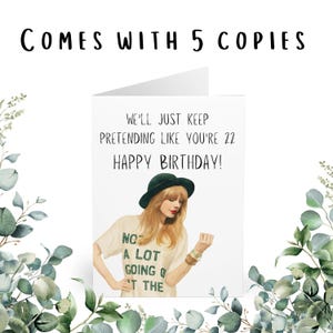 Funny Taylor Birthday Card 5-Pack: &#39;22&#39; Swiftie Greeting