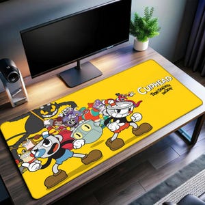 Cuphead Gaming Desk Mat | Mugman Mouse Pad | Premium Print Surface | Personalized Desk Mat | Gaming Desk Mat