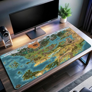 Dungeons & Dragons Map Desk Mat | Faerun Map Mouse Pad | Premium Print Surface | Personalized Desk Mat | Gaming Desk Mat