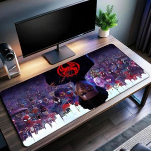Spider Man Across the Spider-Verse Desk Mat | Miles Morales Mouse Pad | Premium Print Surface | Personalized Desk Mat | Smooth Glide Control