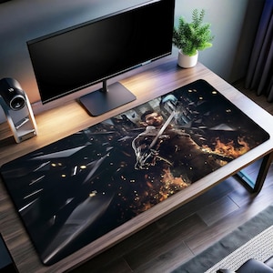 Deus Ex Gaming Desk Mat | Adam Jensen Mouse Pad | Premium Print Surface | Personalized Desk Mat | Smooth Glide Control