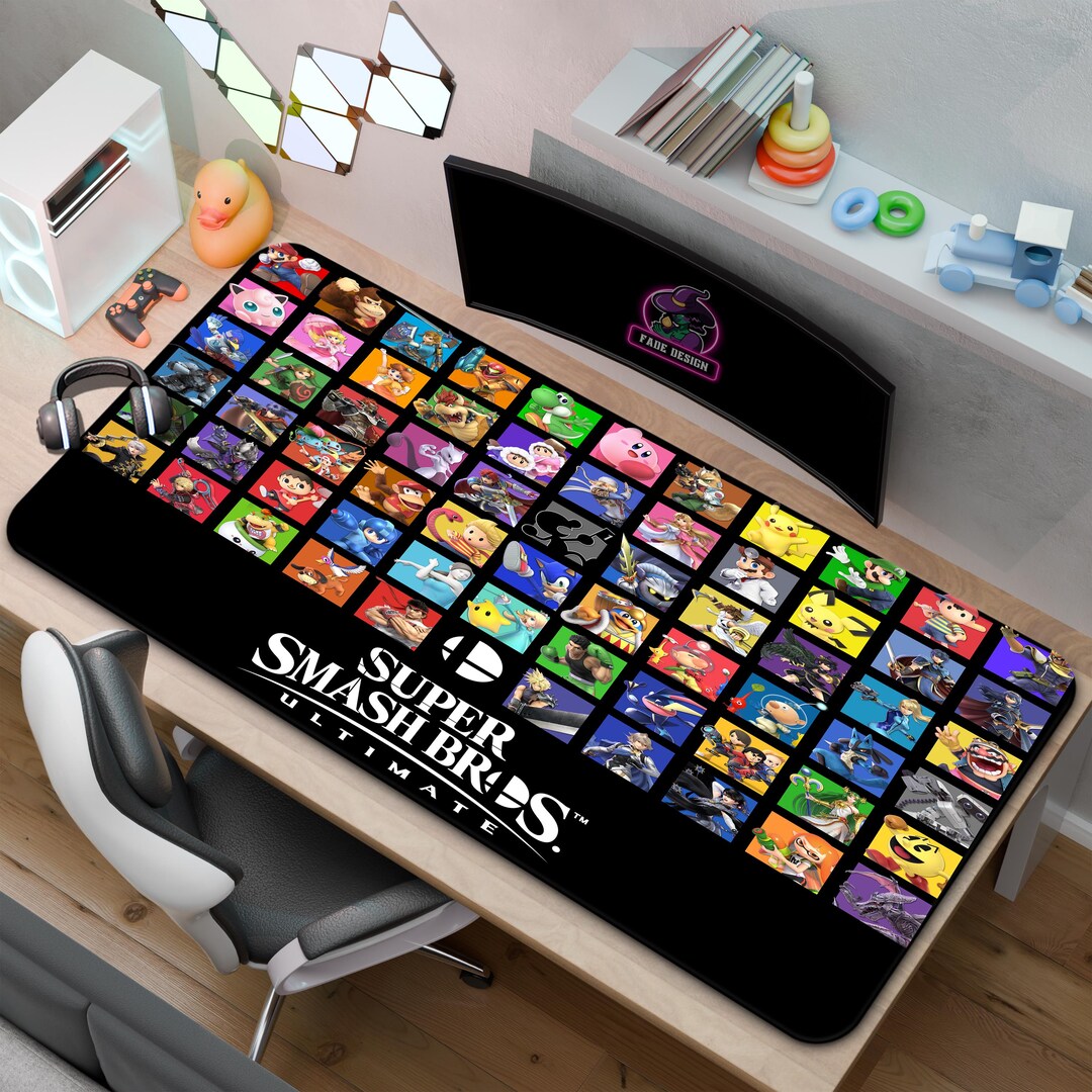 Super Smash Bros Desk Mat | Super Smash Heroes Mouse Pad | Desk Decor ...