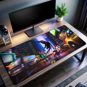 Spider-Man: Into the Spider-Verse Desk Mat | Miles Morales Mouse Pad | Premium Print Surface | Personalized Desk Mat | Smooth Glide Control