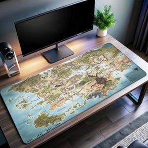 Dungeons & Dragons Map Desk Mat | Faerun Map Mouse Pad | Premium Print Surface | Personalized Desk Mat | Gaming Desk Mat