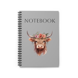 Süßes Highland Kuh Spiralblock, liniert, Journal, Notizblock, Geschenk für Tierliebhaber, zum Schulanfang