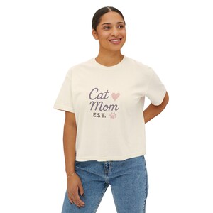 Cat Mom Boxy Tee | Cute Cat Lover Gift | Women's T-Shirt | Pet Parent Apparel | Playful and Comfy