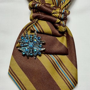 Custom Upcycled Necktie to be worn as a necklace or a brooch