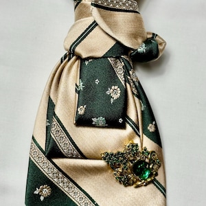 Custom Upcycled Necktie to be worn as a necklace or a brooch