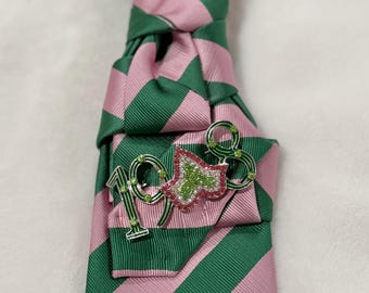 Custom Upcycled Necktie to be worn as a necklace or a brooch