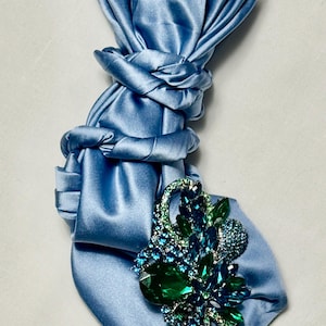 Custom Upcycled Necktie to be worn as a necklace or a brooch