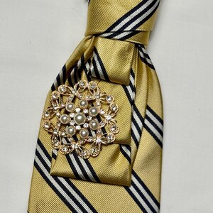 Custom Upcycled Necktie to be worn as a necklace or a brooch