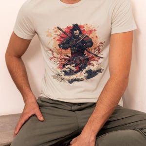 Vintage Samurai Warrior T-Shirt | Gender Neutral Fit Bella Canvas 3001 | Japanese Tattoo Style Graphic Tee for Men | Free Shipping