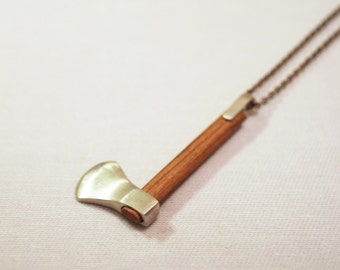 Axe Pendant (Sterling Silver - Cherry) with Vintage Chain