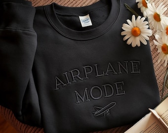 Sudadera bordada con el texto "Modo avión", sudadera de viaje, camiseta para vacaciones familiares, camiseta para amantes de los viajes, regalo para piloto, regalo de avión