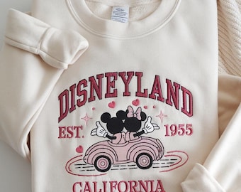 Geborduurd sweatshirt Disneyland Californië 1955, shirt Mickey en Minnie koppel, shirt Disney Lovers, shirt Disney koppel, shirt Disney-paar, shirt Disney Trip