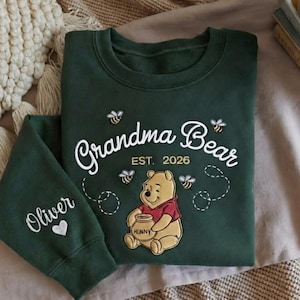 Embroidered Grandma Bear Winnie the Pooh Sweatshirt, Grandma Pooh Bear Shirt, Grandma Bear Est 2026 Shirt, Pooh Bear Shirt, Mothers Day Gift