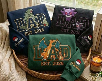 Sudadera personalizada con bordado del personaje PokaDad, sudadera de anime personalizada, regalo para el primer Día del Padre.
