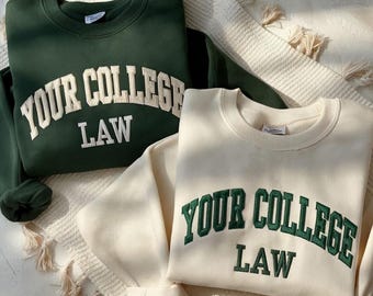 Sudadera personalizada bordada para la facultad de derecho, sudadera de cuello redondo para programas universitarios, sudadera de derecho, regalo para estudiantes de derecho, sudadera universitaria de derecho.