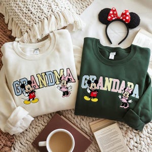 Embroidered Disney Grandma Grandpa Sweatshirt, Mickey Minnie Grandma Sweatshirt, Disney Grandparents Gift, Disney Family Trip Shirt