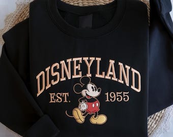 Embroidered Vintage Disneyland EST 1955 Sweatshirt, Mickey Mouse Sweatshirt, Disneyworld Shirt, Disney Trip Shirt, Matching Family Shirts