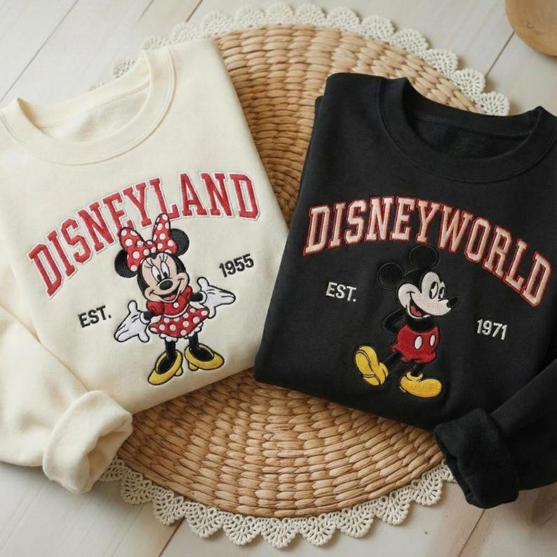 Embroidered Vintage Disneyworld est 1971 Sweatshirt, Disneyland Sweatshirt, Retro Disney Shirt, Couple Disney Shirts, Family Matching Shirt image 3