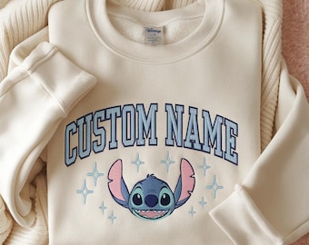 Moletom Stitch Bordado, Camiseta Fofa do Stitch, Moletom Stitch da Disney, Camiseta Combinando para a Família, Camiseta para Viagem à Disney, Presente para Fã do Stitch