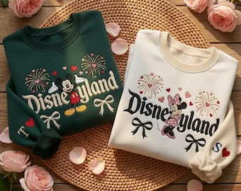 Geborduurd sweatshirt voor koppels Magic Land, sweatshirt voor koppel Mickey en Minnie, sweatshirt Sweethearts Night, sweatshirt voor koppel Disneyland