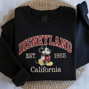 Embroidered Vintage Disneyland Est 1955 Sweatshirt, Disneyland California Sweatshirt, Disney Vacation Shirt, Retro Mickey Shirt, WDW Shirt