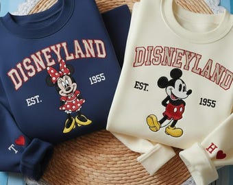 Embroidered Retro Disneyland Est 1955 Sweatshirt, Mickey and Minnie Sweatshirt, Disney Trip Shirt, Matching Family Shirts, Couple Disney Tee