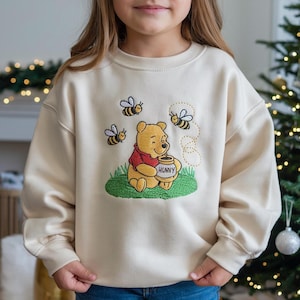 Winnie The Pooh Embroidered Youth Sweatshirt, Pooh Bear Kids Shirt, Pooh Sweatshirt, Winnie Pooh Sweater, Kids Disney Shirt, Disneyland Tee