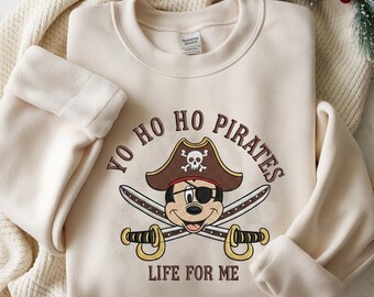 Embroidered Mickey Pirate Sweatshirt, Disney Cruise Shirt, Pirates of the Caribbean Shirt, Mickey Cruise Shirt, Disney Pirate Family Shirts
