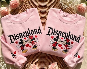 Embroidered Disneyland Couple Sweatshirt, Mickey and Minnie Couple Sweatshirt, Disneyland Trip Sweatshirt, Matching Couple Shirts