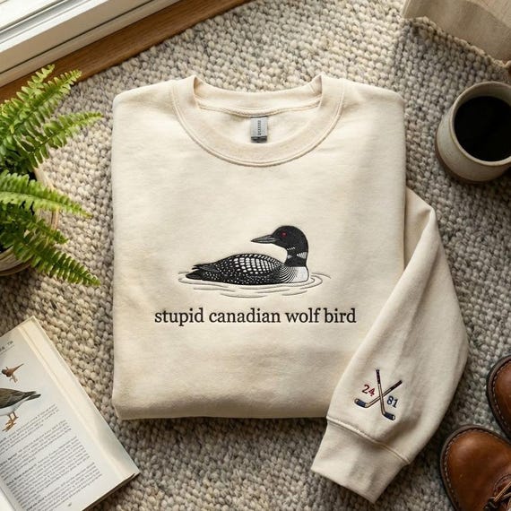Embroidered Stupid Canadian Wolf Bird Sweatshirt, Heated Rivalry Sweatshirt, Team Hollanov Shirt, LGBT Hockey Fan Gift