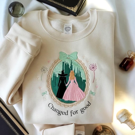 Embroidered Coquette Bow Wicked Sweatshirt, Change For Good Shirt, Defy Gravity Broomstick  Sweatshirt, Wizard Movie Shirt, Wicked Musical