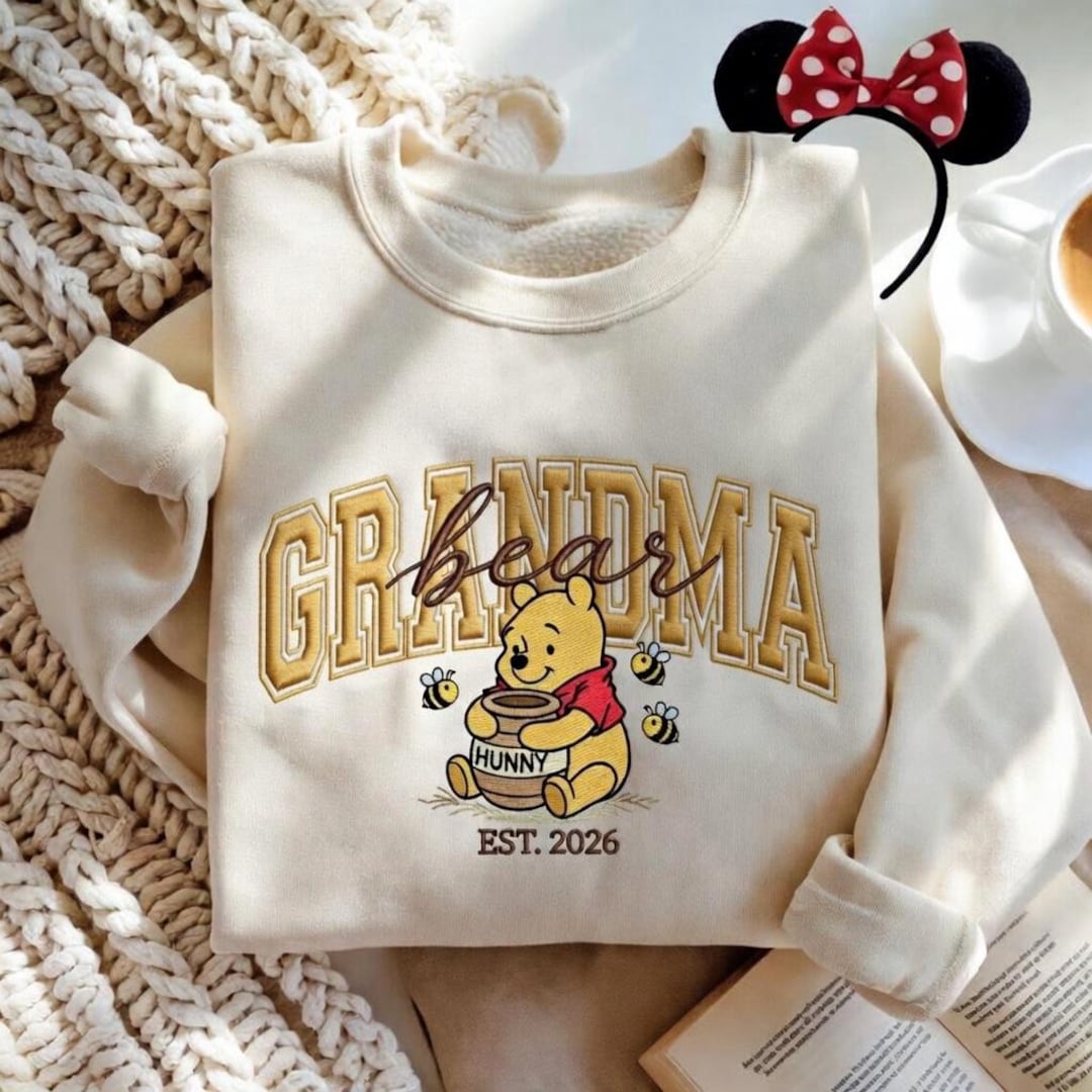 Winnie The Pooh Grandma Embroidered Sweatshirt, Disney Grandma Sweatshirt, Pooh Bear Shirt