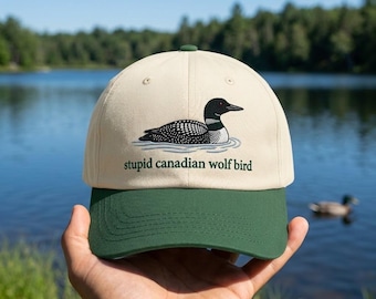 Casquette trucker chauffante brodée rivalité, chapeau oiseau loup canadien stupide, casquette de baseball, chapeau papa huard drôle, cadeau de fan de hockey